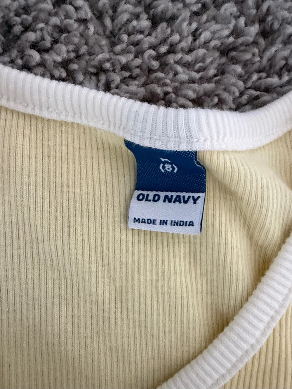 Old Navy Pale Yellow Ribbed Short-Sleeve Top with White Trim